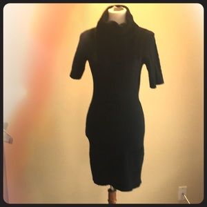 Cable knit short sleeve mock turtle dress